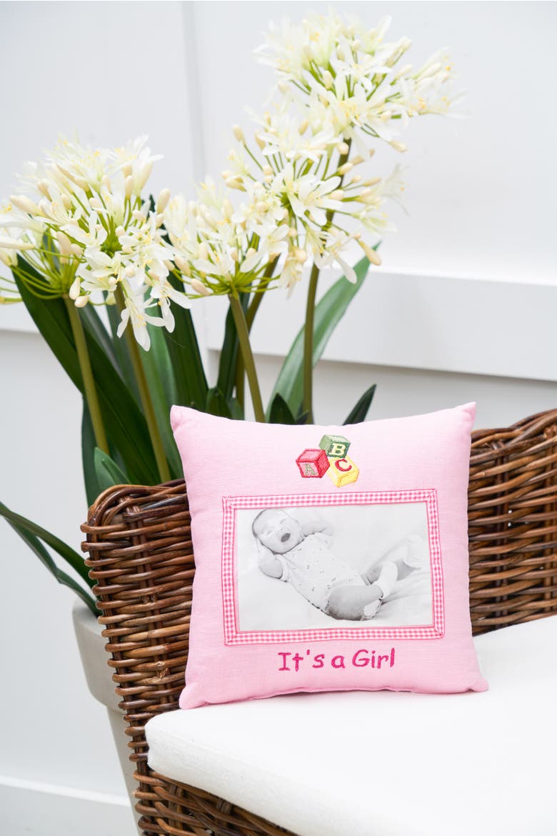 It's A Girl Small/Petite Accent Pillow, Alternate, color, Pink