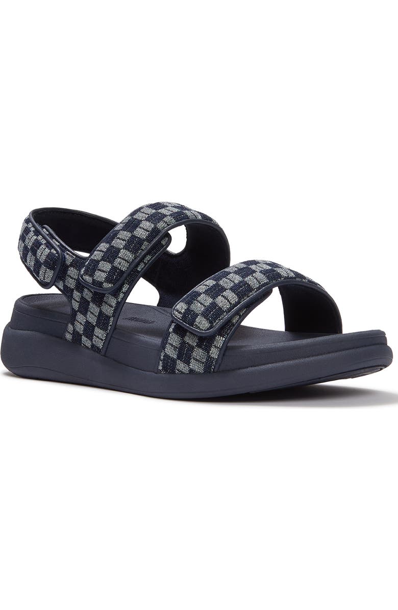 FitFlop F-Mode Go Checkerboard Sandal, Main, color, Dark Denim