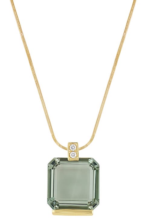 Iris Cushion Cut Prasiolite & Diamond Pendant Necklace (Online Trunk Show)