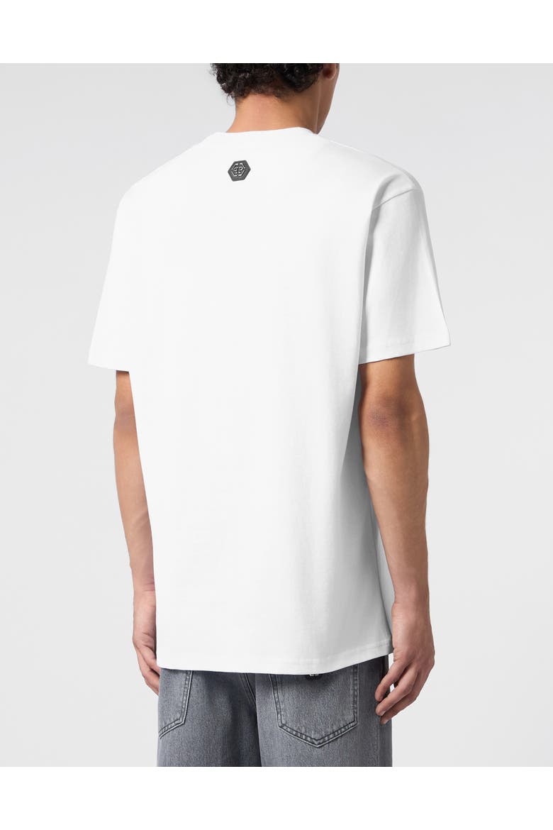 Round Neck T-Shirt Dragon Hexagon Men, Alternate, color, white