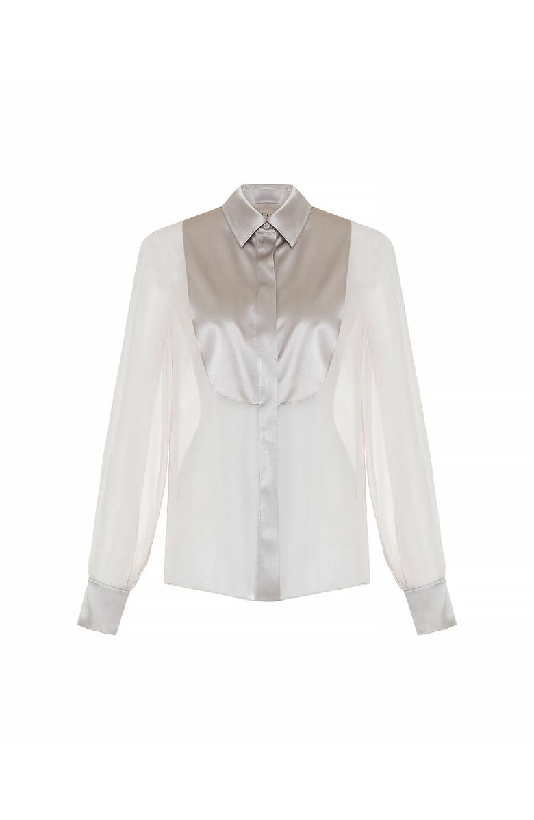 THEO The Label Idalia Plasteron Chiffon Blouse, Main, color, Stone
