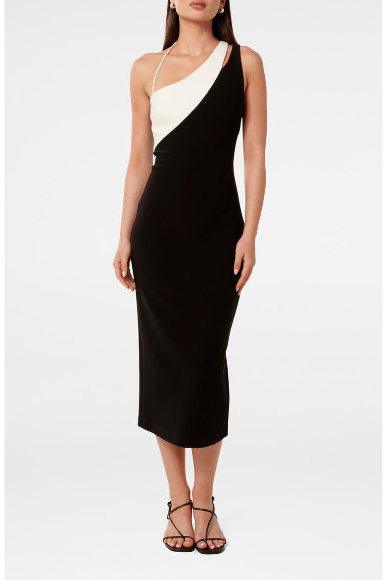 Toni Colorblock Sleeveless Midi Dress, Main, color, BLACK/ WHITE