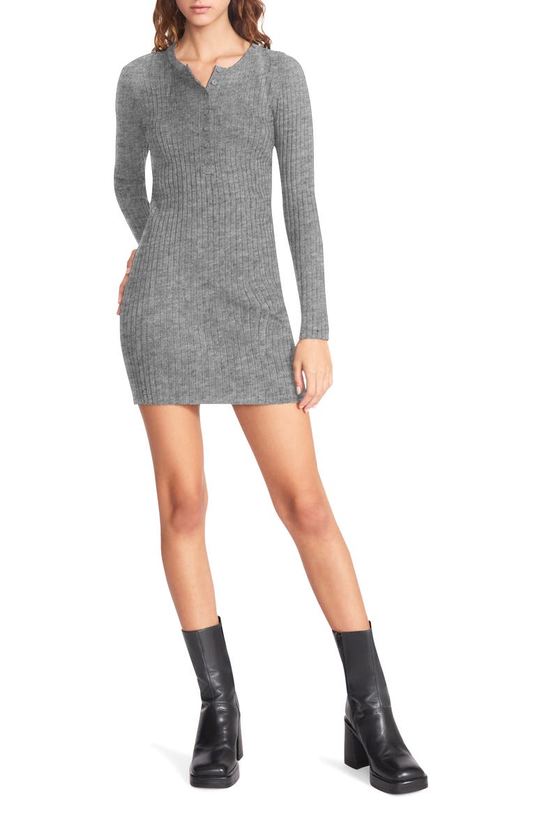 Lexi Long Sleeve Sweater Minidress, Main, color, HEATHER GREY