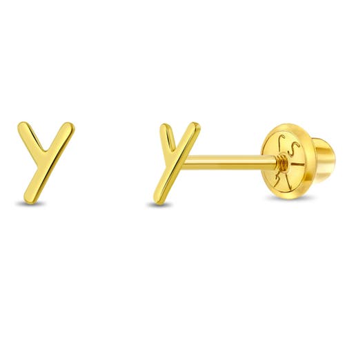 In Season Jewelry 14k Itsy Bitsy Initial Letter Earrings In Letter Y