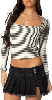 EDIKTED Alex Stripe Long Sleeve Top