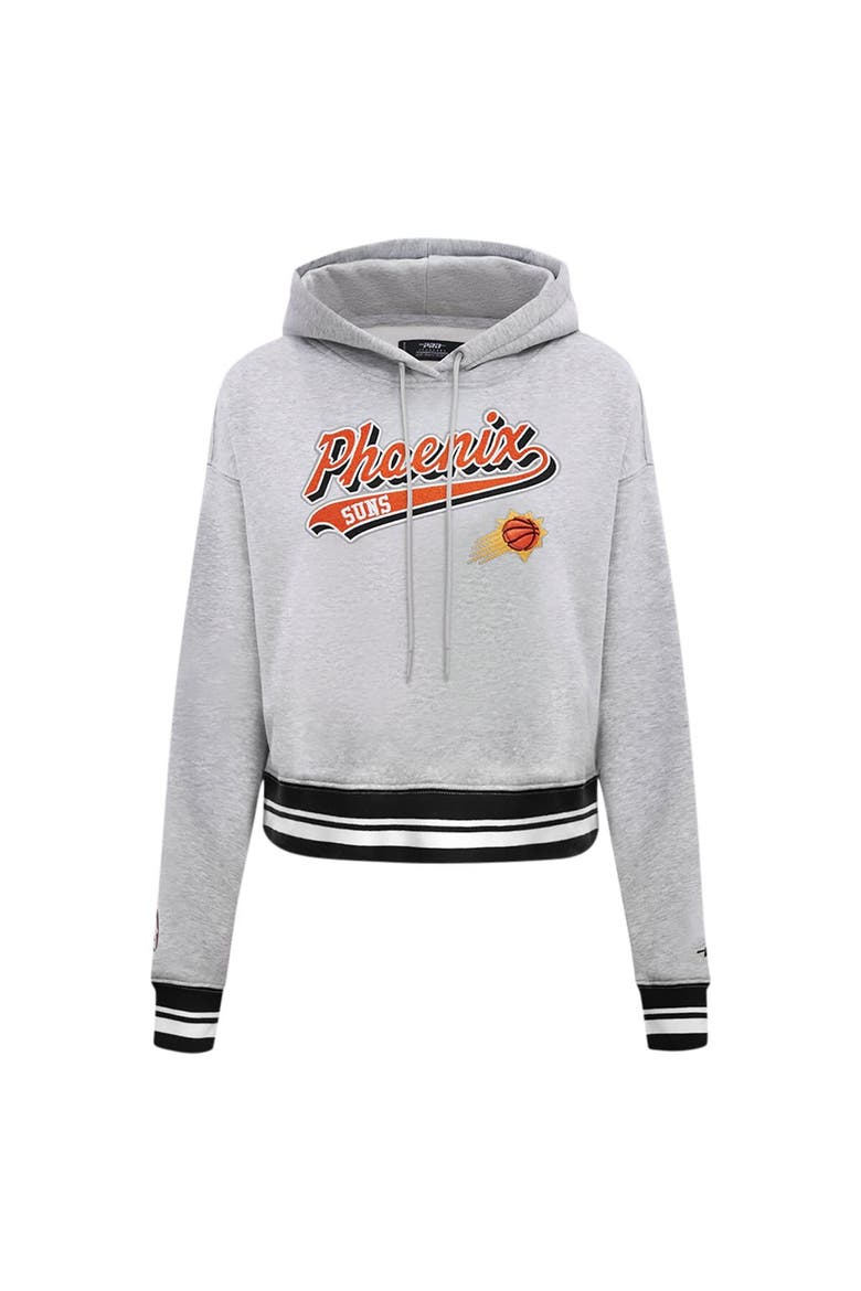 Women's Pro Standard Heather Gray Phoenix Suns Script Tail Cropped Pullover Hoodie, Alternate, color, Heather Gray