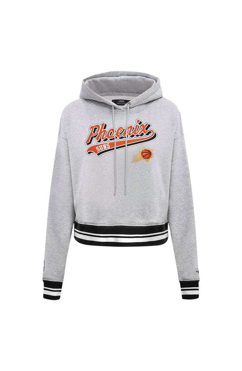 PRO STANDARD Women's Pro Standard Heather Gray Phoenix Suns Script Tail Cropped Pullover Hoodie, Alternate, color, Heather Gray