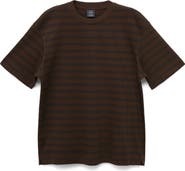 MANGO Stripe Relaxed Fit Cotton Crewneck Shirt