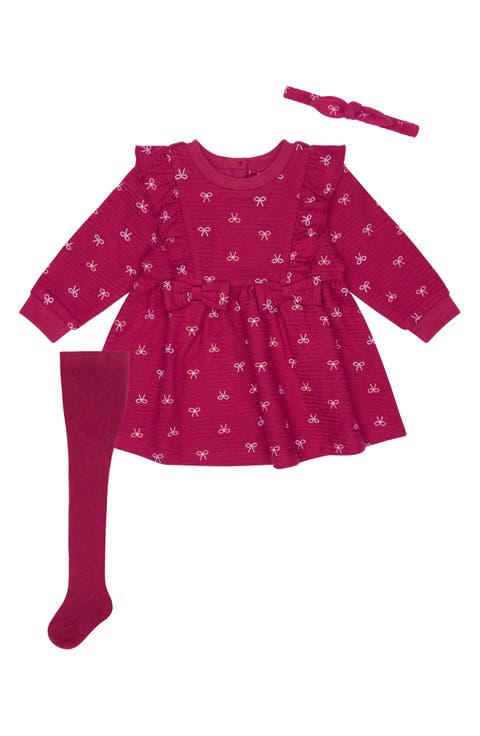 Ruffle Yoke Dress, Tights & Headband Set