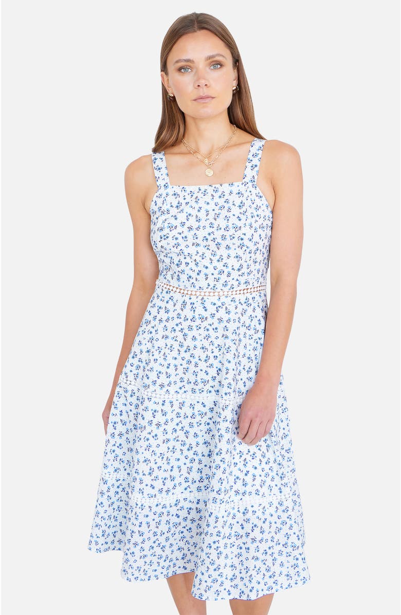 Yumi Floral Midi Sun Dress, Alternate, color, White