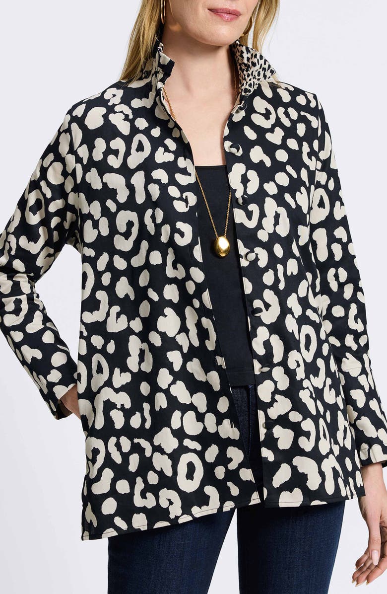 Foxcroft Carolina Animal Print Cotton Sateen Button-Up Shirt, Alternate, color,