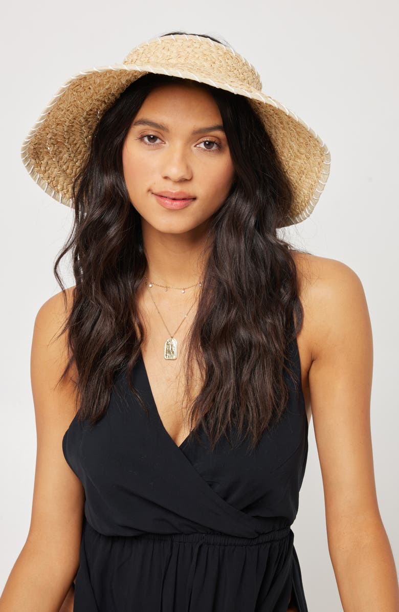 LSPACE Del Mar Packable Straw Visor, Alternate, color, Nat