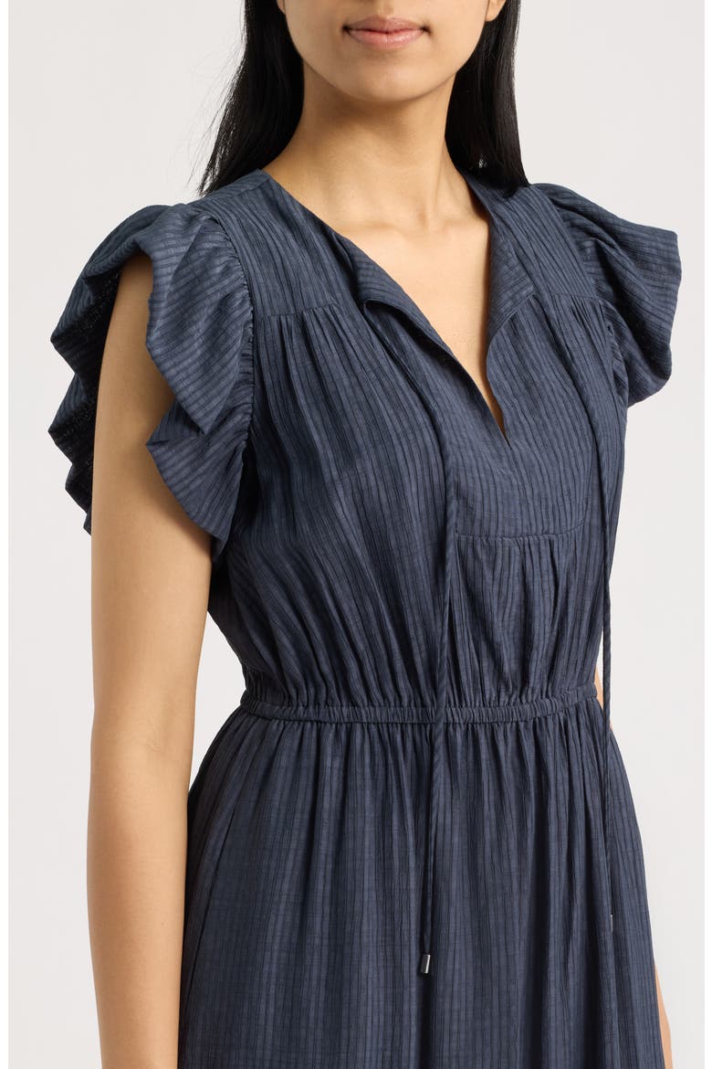 Stripe Tiered Midi Dress, Alternate, color, NAVY