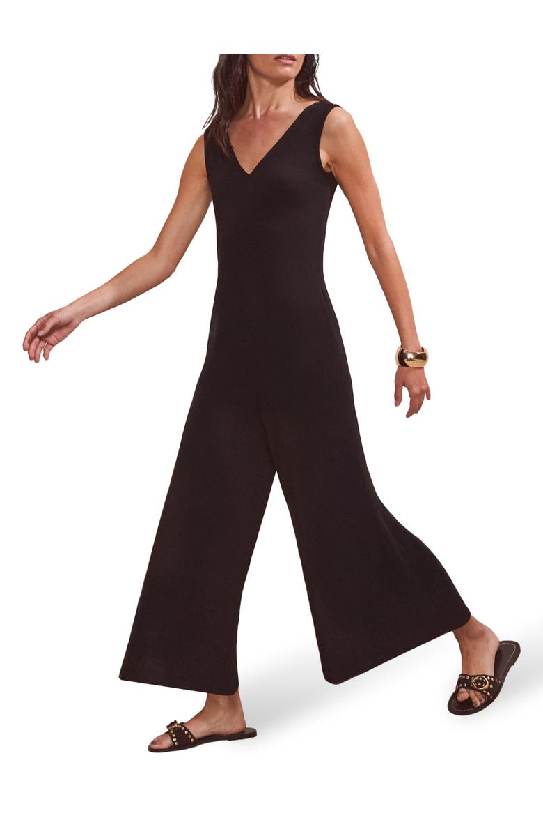 Ro&Zo Jersey Sleeveless V-Neck Jumpsuit, Alternate, color, Black