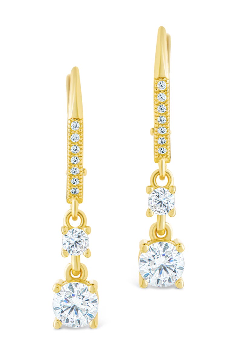Magdalena Cubic Zirconia Drop Hoop Earrings, Alternate, color, GOLD