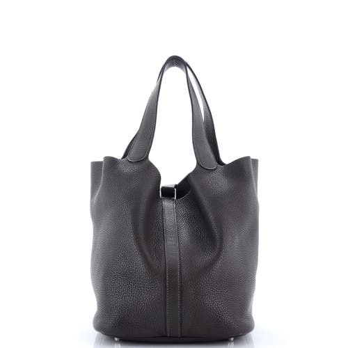 Pre-owned Hermes Hermes Picotin Lock Bag Clemence Gm In Gray