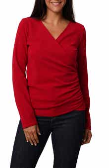 CYRUS Long Sleeve Faux Wrap Top