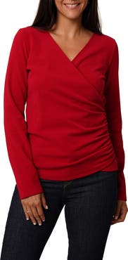 CYRUS Long Sleeve Faux Wrap Top