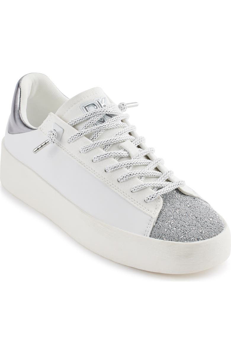 DKNY Ginali Metallic Cap Toe Sneaker, Main, color, White