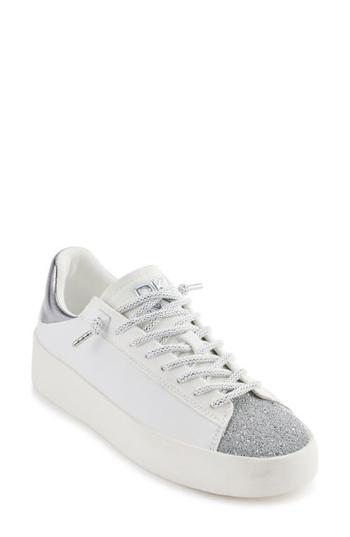 Dkny Ginali Metallic Cap Toe Sneaker In White