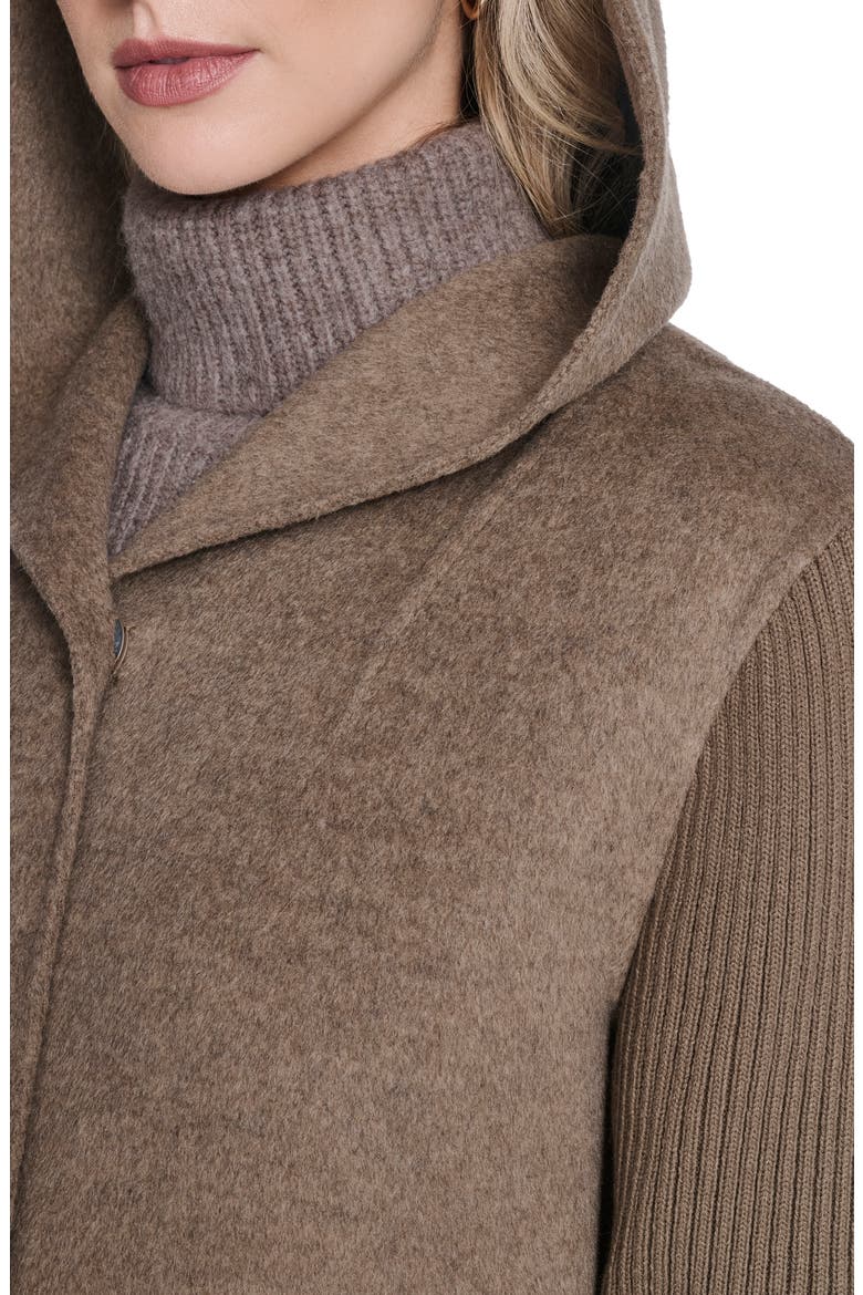 Double Face Wool Blend Hooded Coat, Alternate, color, NUTMEG