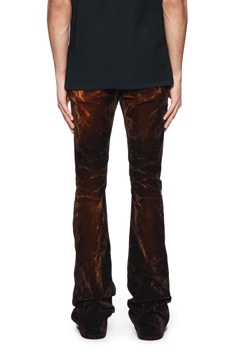 Super Stack Flare Velvet Pants, Alternate, color, BROWN