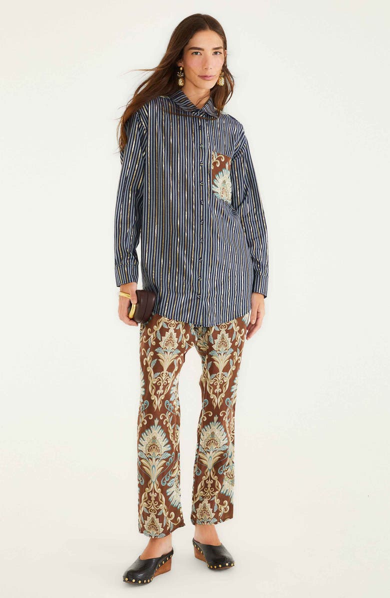 FARM Rio Print Metallic Shirt, Alternate, color, Brown