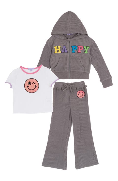 Kids' T-Shirt, Waffle Hoodie & Leggings Set (Toddler & Little Kid)