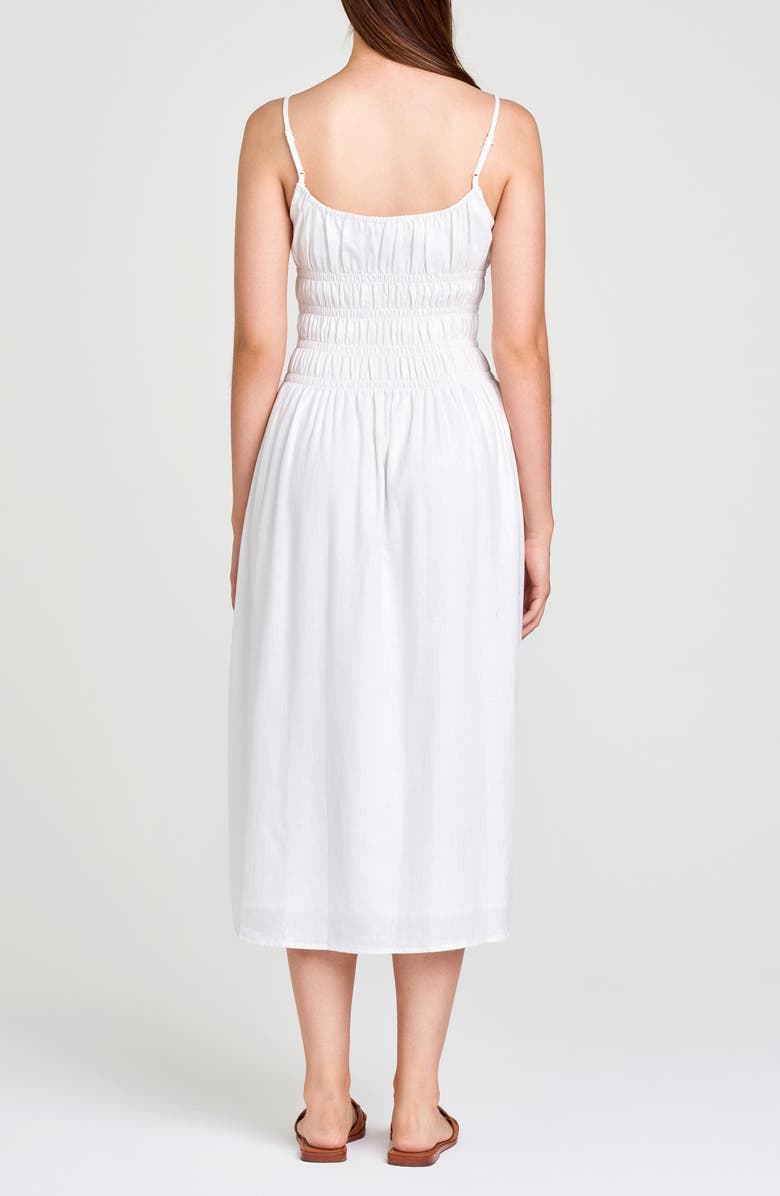 WAYF Isabelle Smocked Linen Blend Midi Sundress, Alternate, color, Ivory