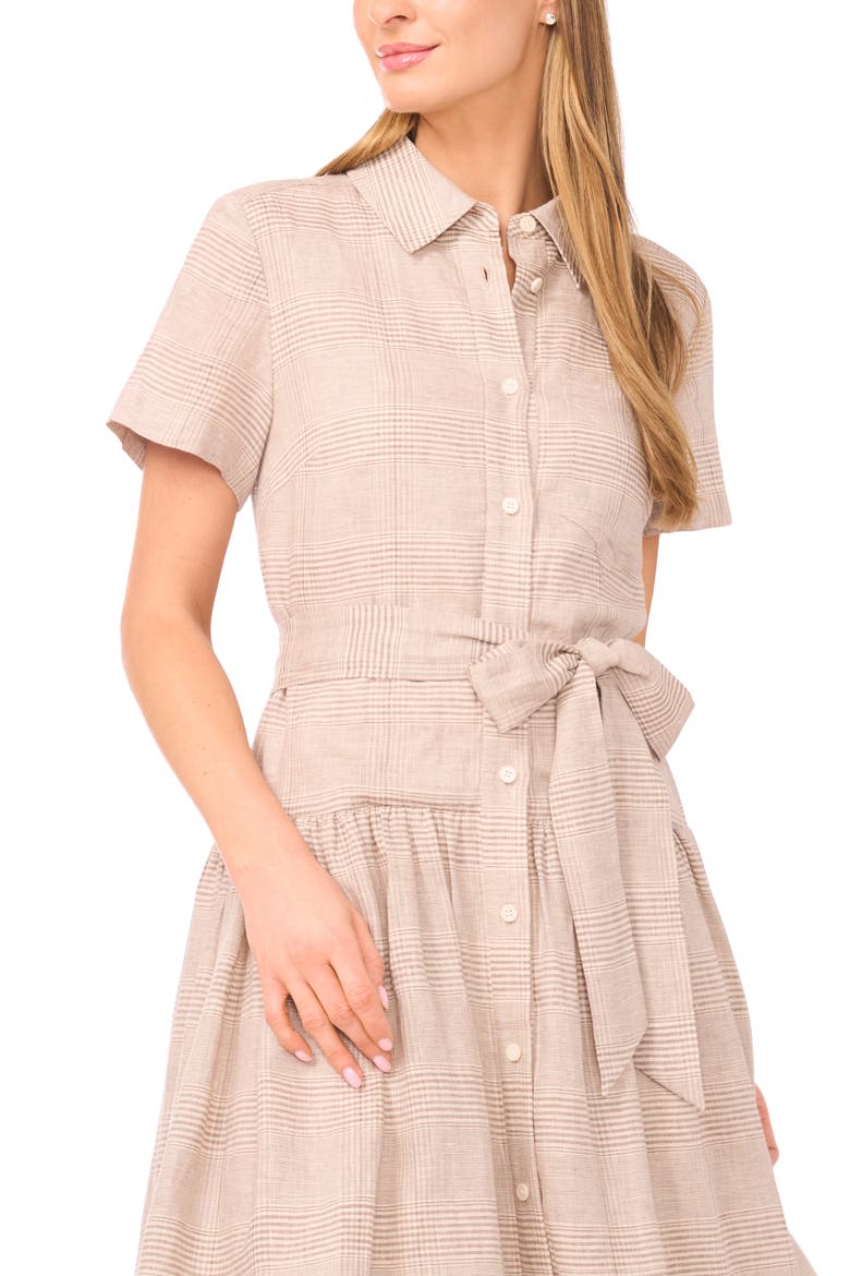 Charlie Drop Waist Linen Shirtdress, Alternate, color, LIGHT HEATHER GREY