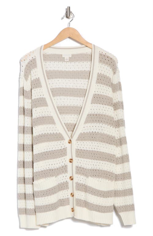 Caslon ® Stripe Open Stitch Cotton Blend Cardigan In Multi