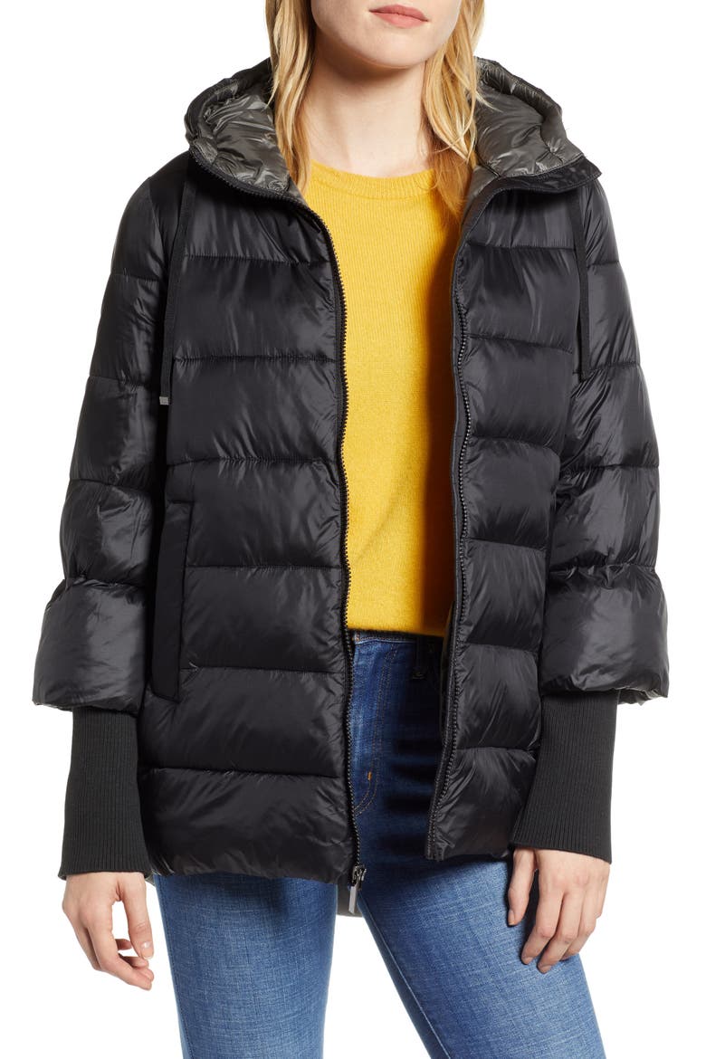 Hooded Puffer Jacket, Main, color, BLACK