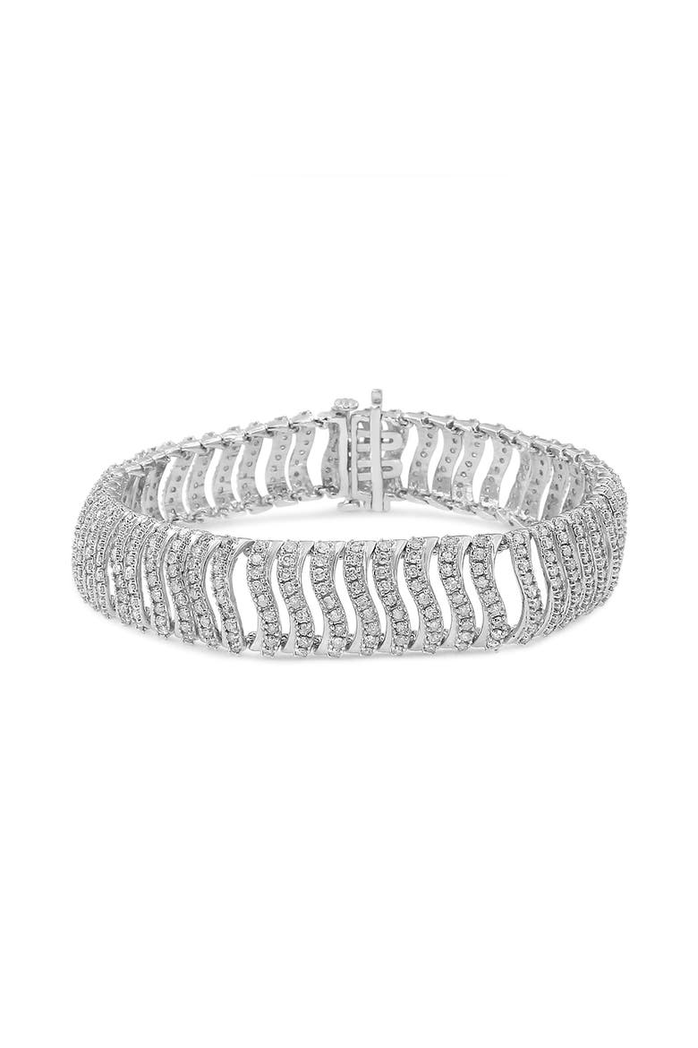 Silver 5.00 Cttw Round-Cut Diamond "S" Link Bracelet, Alternate, color, White