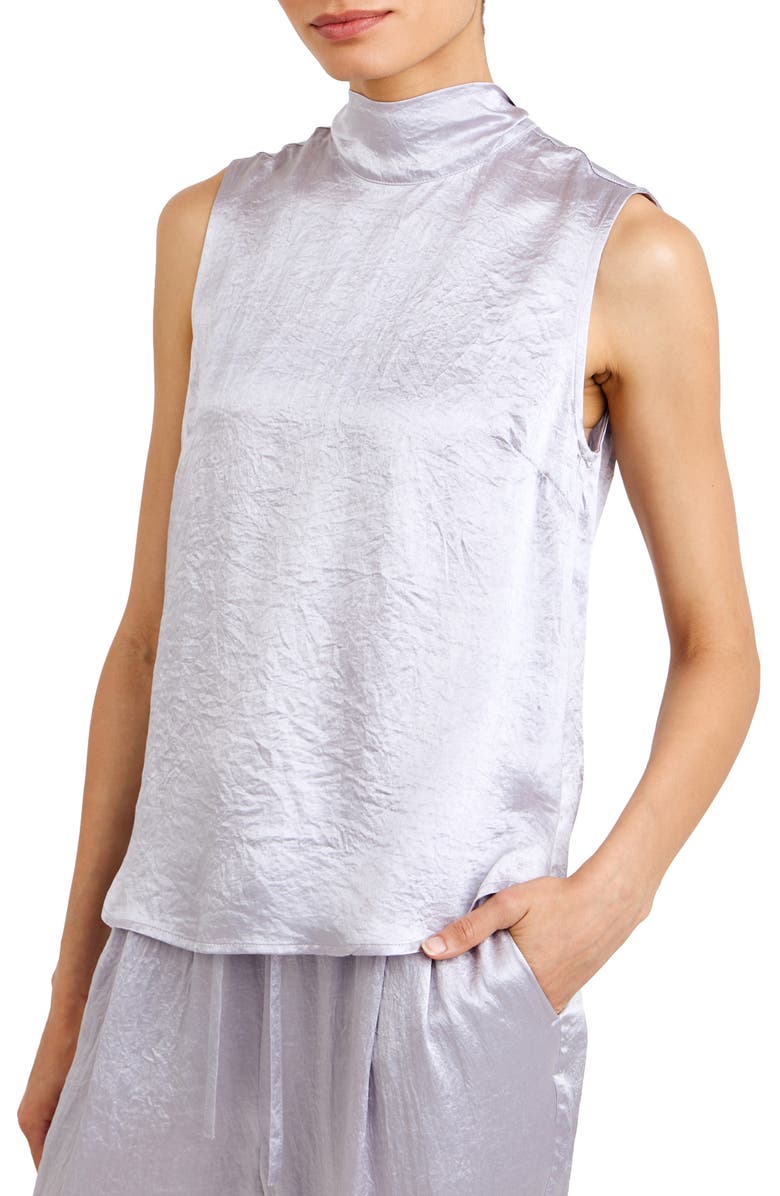 Bella Dahl Tie Back Sleeveless Satin Top, Alternate, color, Silver