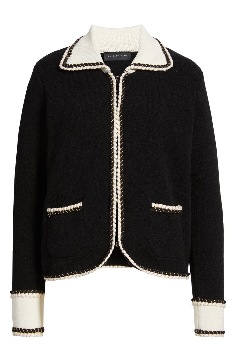 Elie Tahari The Chantria Braided Cardigan Jacket, Alternate, color,