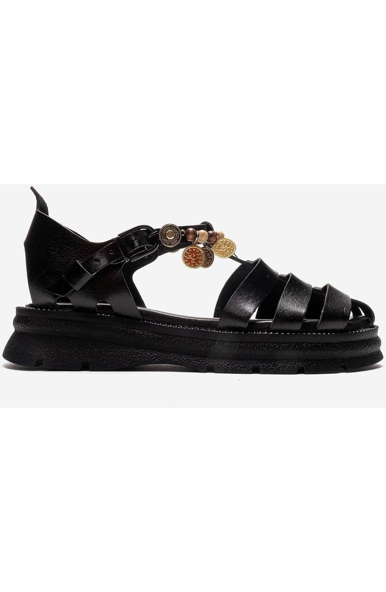 Forever & Always Shoes Solis Leather Beaded Sandal, Alternate, color, Black