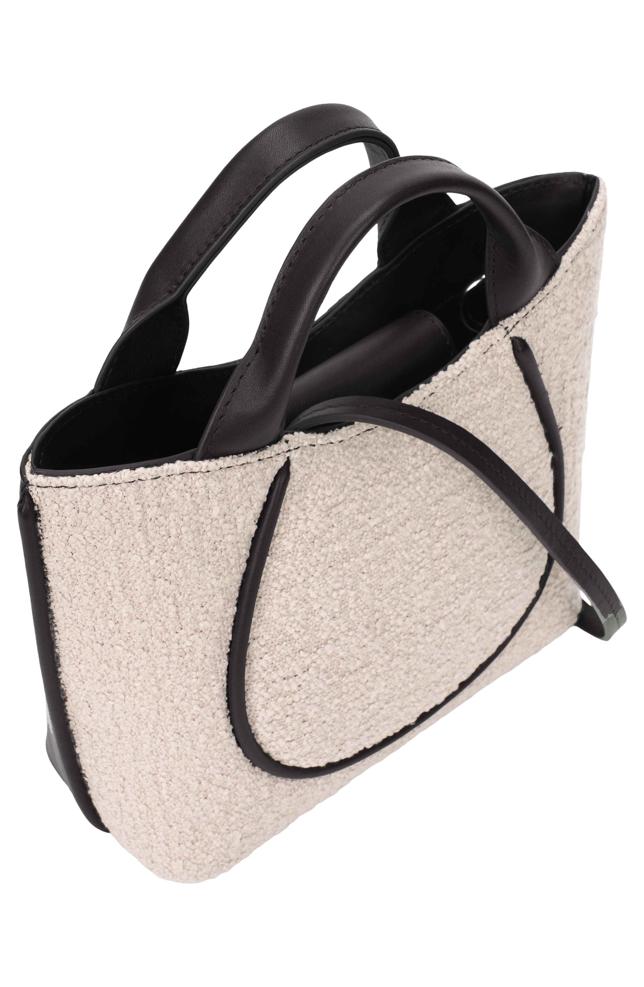 Katrina Mini Bouclé Leather Tote, Alternate, color, PUMICE/ BLACK