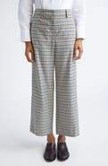 Max Mara Michelle Check Wool & Cotton Wide Leg Ankle Pants