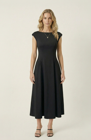 Modenaire Open Back Cap Sleeve Midi Dress