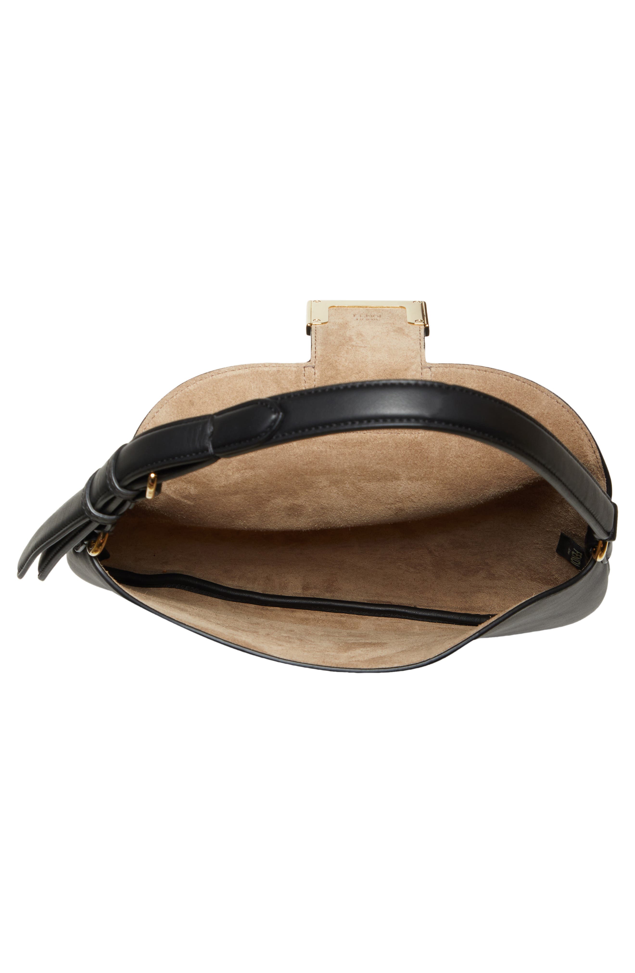 Fendi Small Croissant Leather Hobo, Alternate, color, 