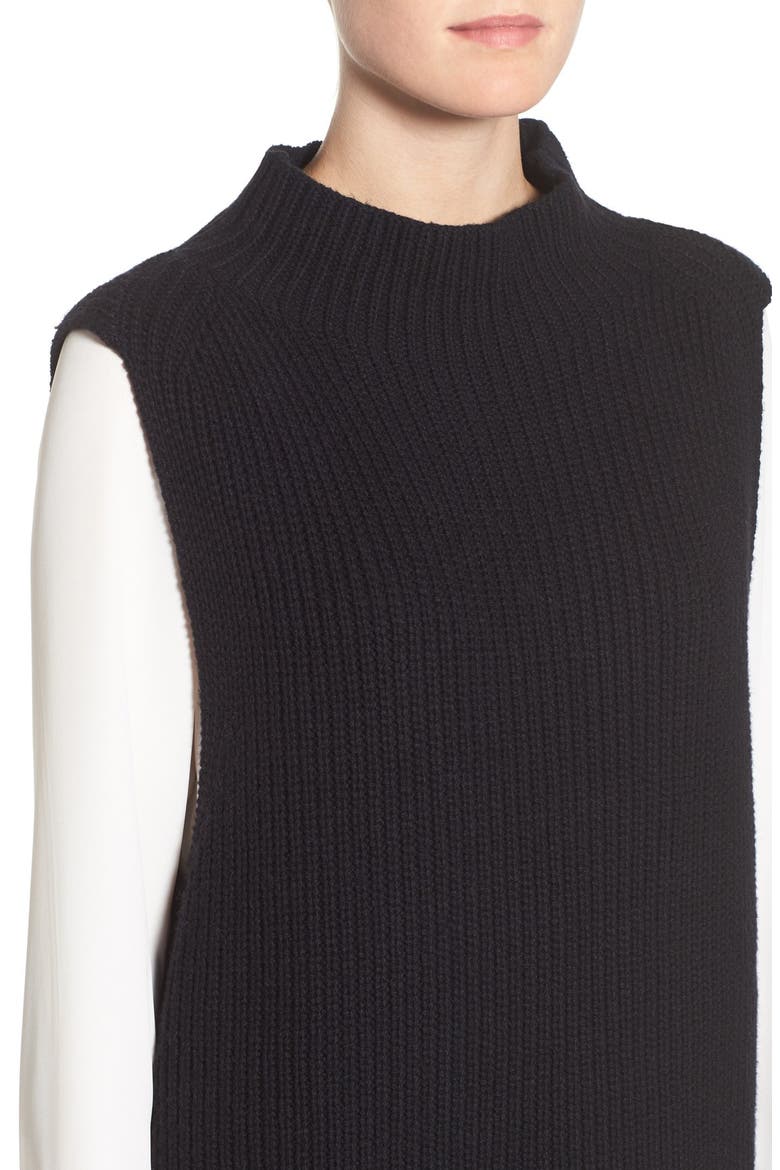 Funnel Neck Sleeveless Sweater, Alternate, color, BLACK