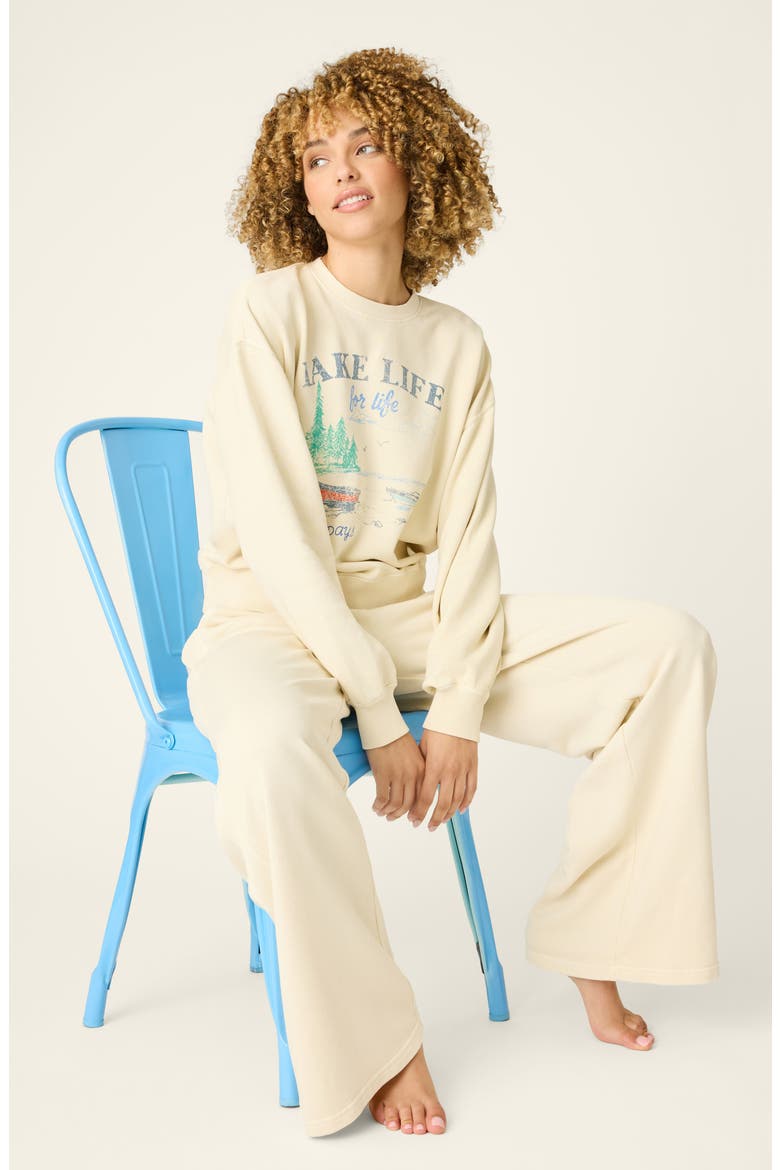 Washed Away Garment Dye Cotton French Terry Pajamas, Alternate, color, L.BONE