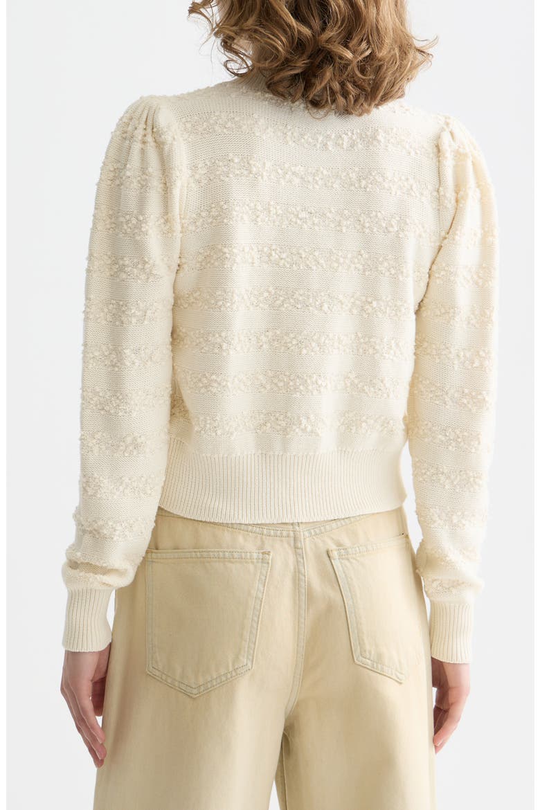 Bouclé Stripe Cotton Blend Cardigan, Alternate, color, EGGNOG