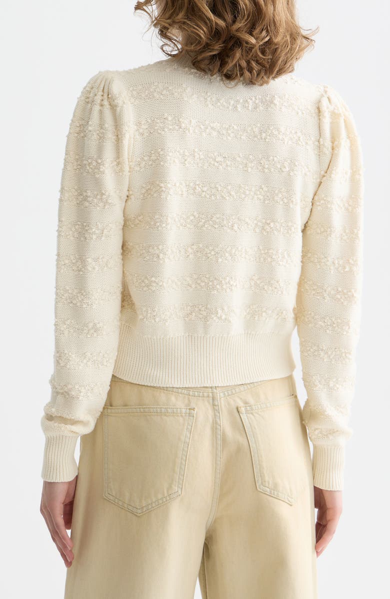 Scotch & Soda Bouclé Stripe Cotton Blend Cardigan, Alternate, color, Eggnog