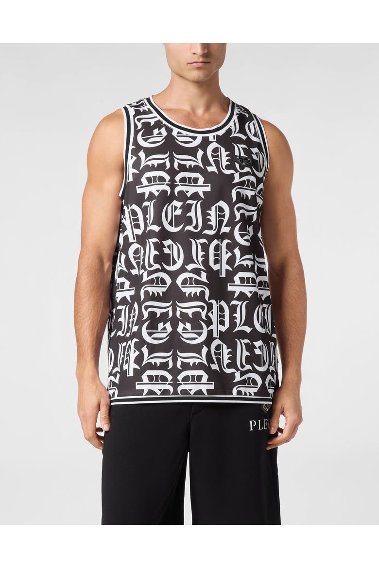 Basket Tank Top Gothic Plein Men, Main, color, black