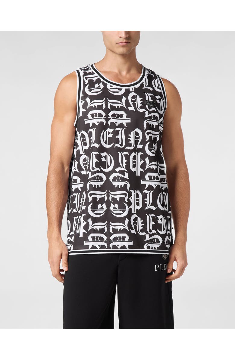 PHILIPP PLEIN Basket Tank Top Gothic Plein, Main, color, Black