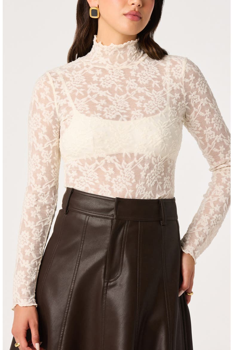 Kyra Mock Neck Lace Top, Main, color, IVORY