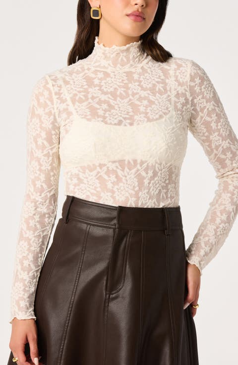 Kyra Mock Neck Lace Top