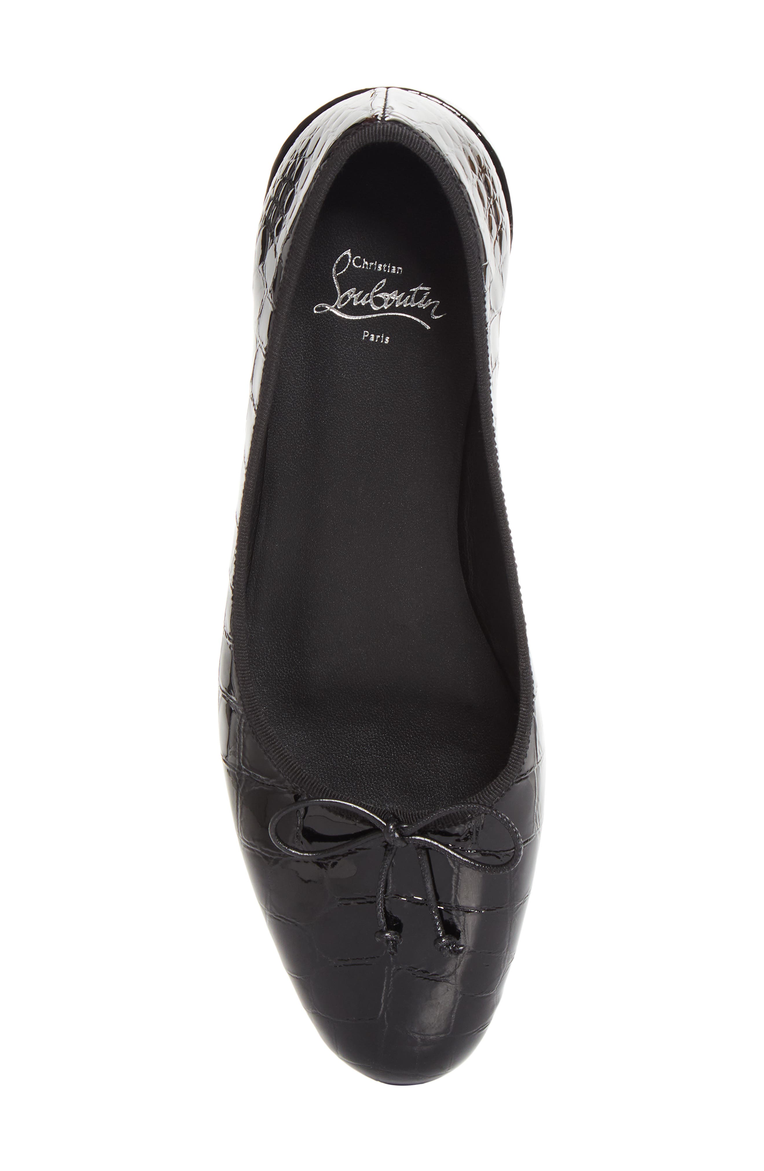 Sweetie Jane Croc Embossed Patent Leather Flat, Alternate, color, B439 BLACK/ LIN BLACK
