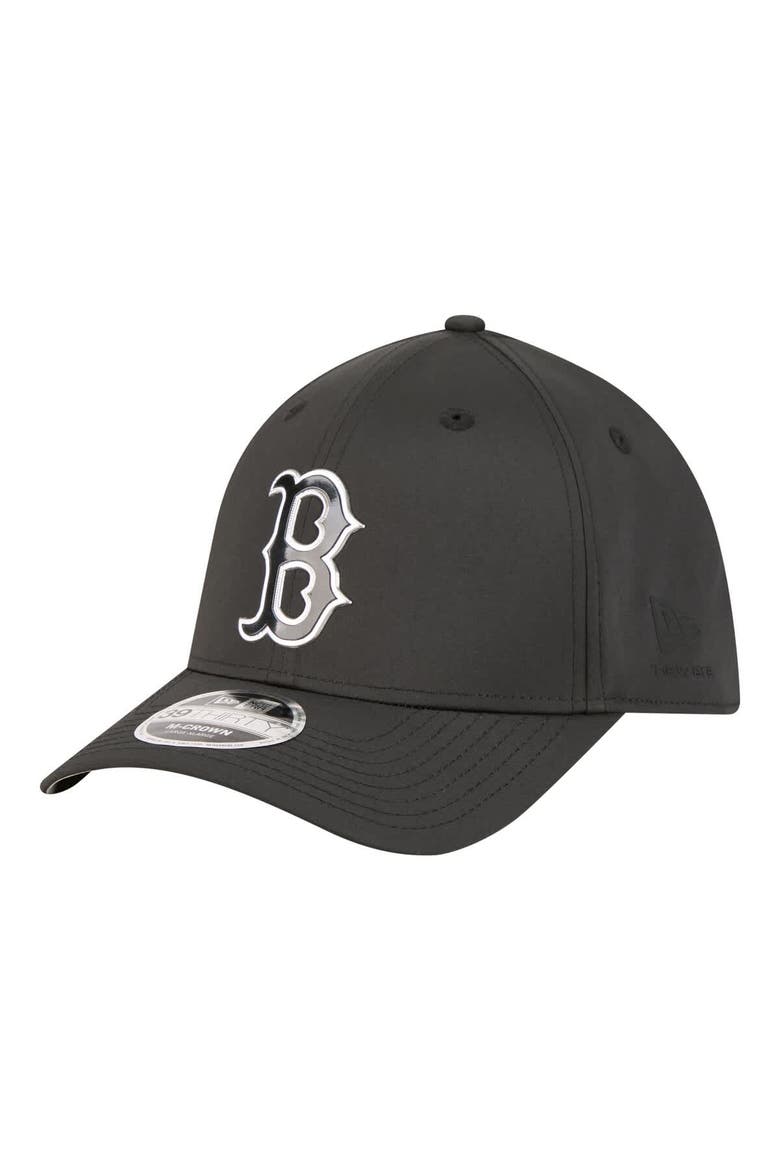 Men's New Era  Black Boston Red Sox Metallic 39THIRTY M-Crown Flex Hat, Main, color, Black